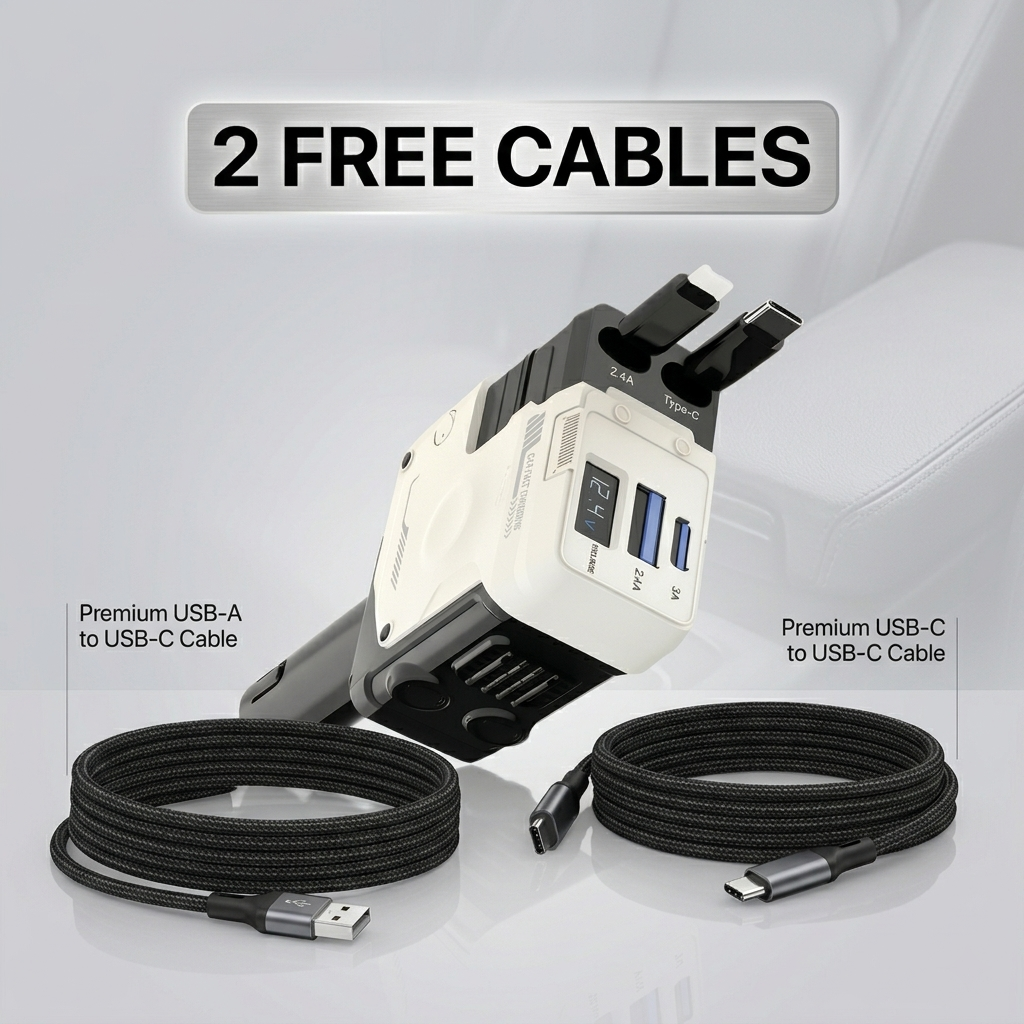 Cartalio 66W Dual Fast Charge Car Adapter + 2 FREE Cables